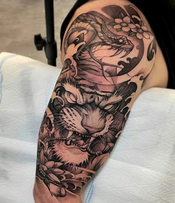 Japanese Snake and Tiger Tattoo