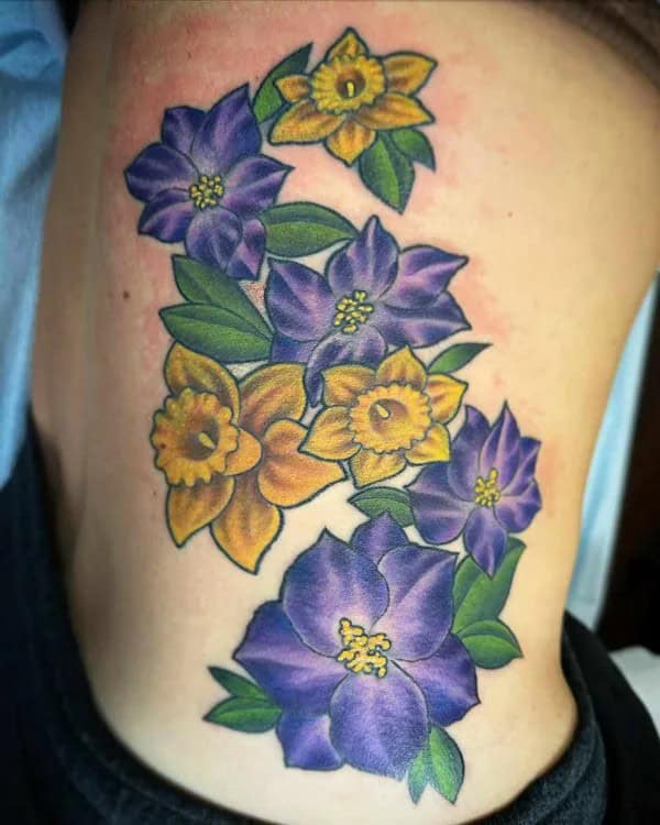 Larkspur and Daffodil Tattoo