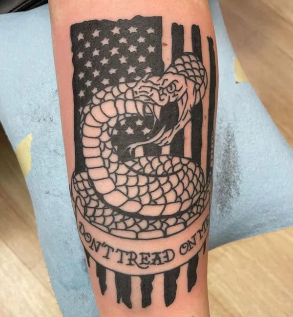 “Don’t Tread On Me” Back Tattoo