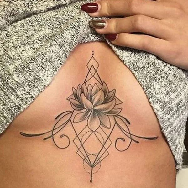 Geometric Tattoo Under Breast