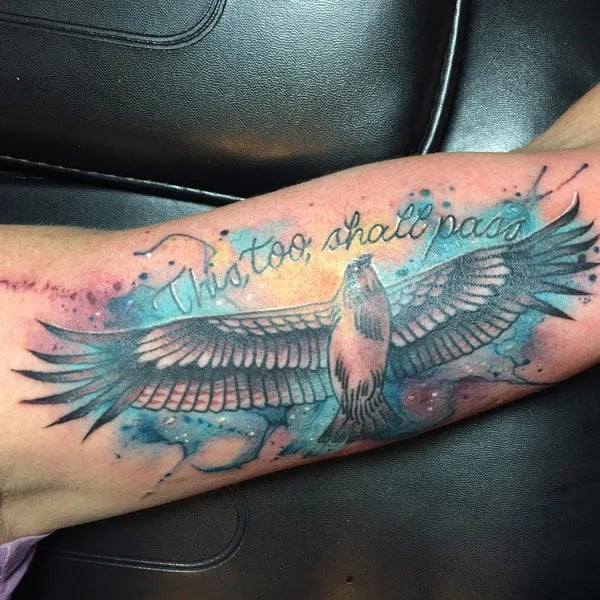 Watercolor Hawk Tattoo