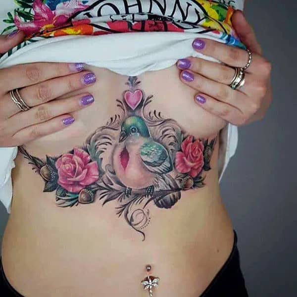 Bird Underboob Tattoo