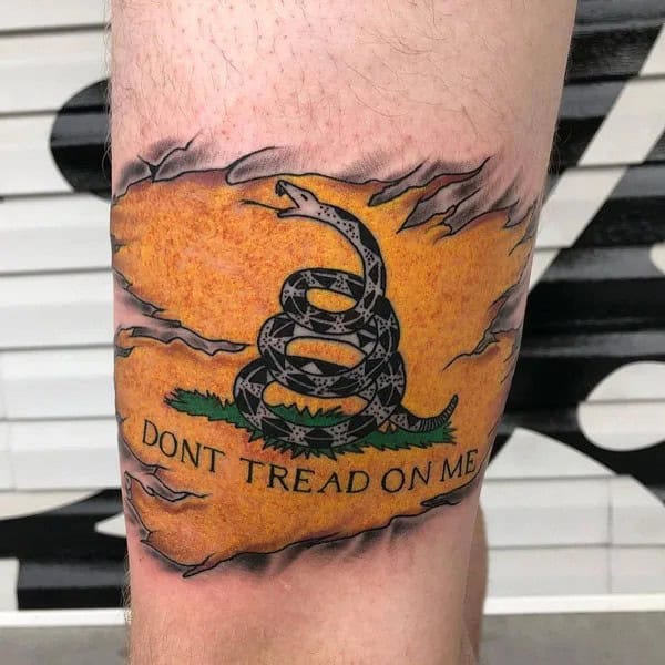 “Don’t Tread On Me” Back Tattoo