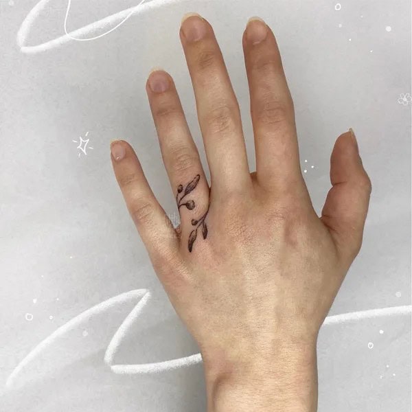 Olive Branch Finger Tattoo