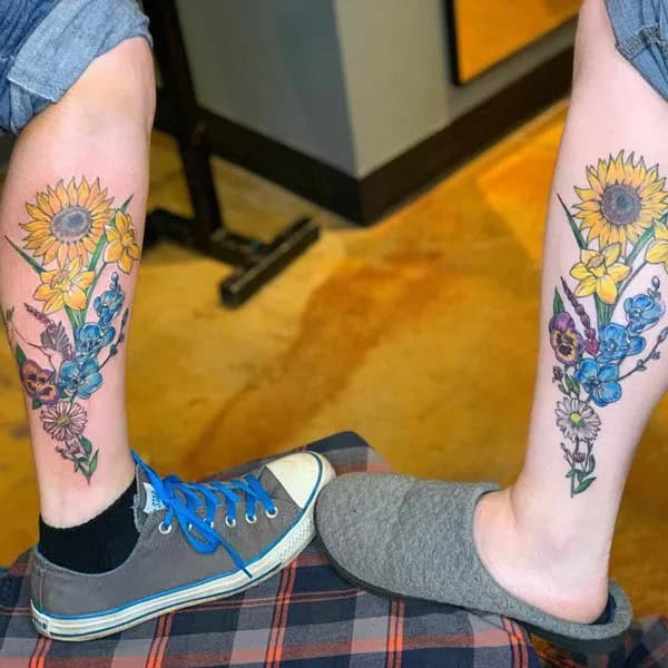 Sibling Floral Tattoo