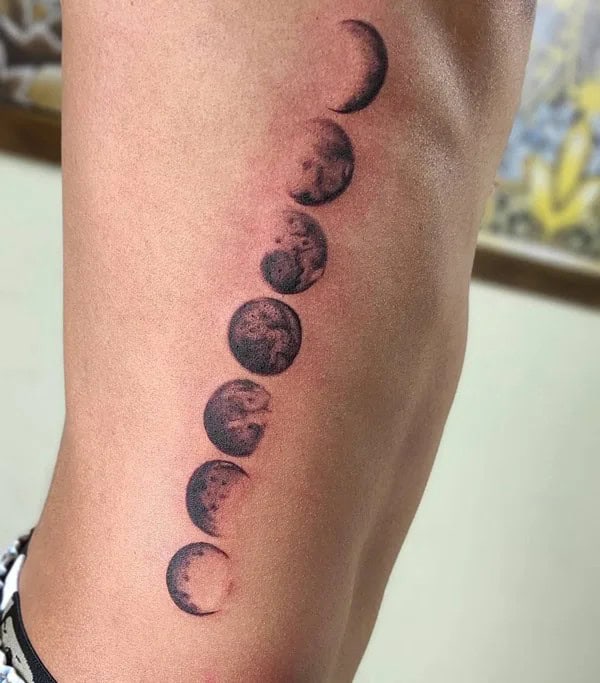 Moon Phase Ribs Tattoo