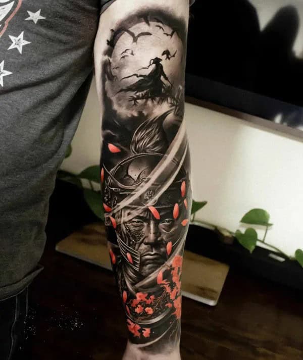 Japanese Warrior Sleeve Tattoo