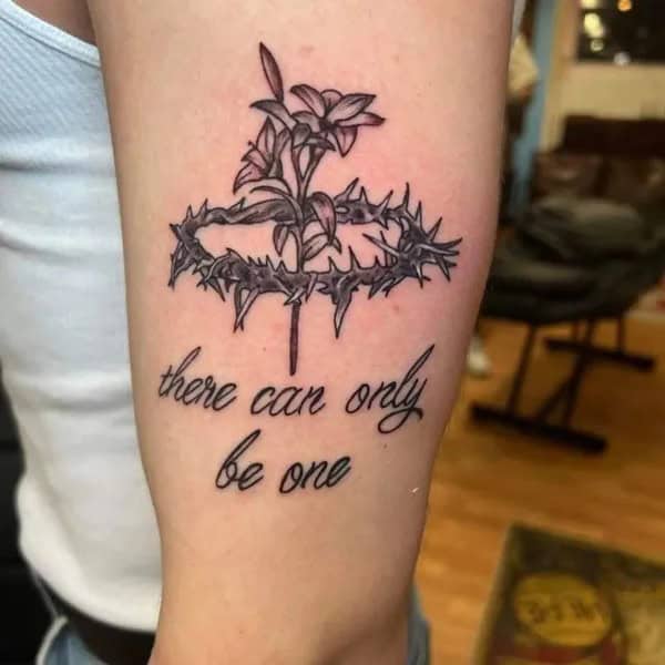 Crown of Thorns Script Tattoo