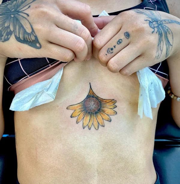 Sunflower Sternum Tattoo