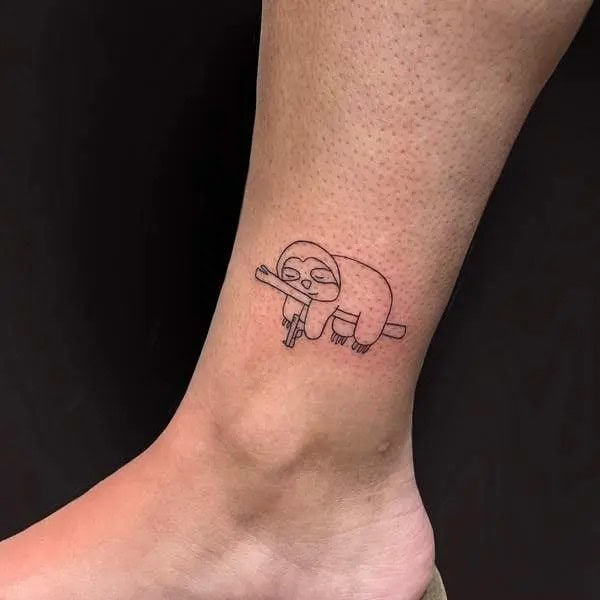 Sloth Linework Tattoo