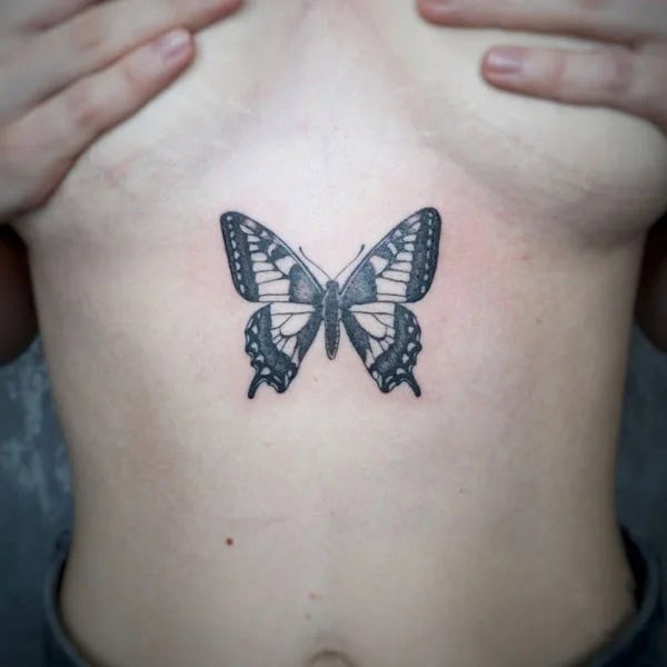 Butterfly Underboob Tattoo