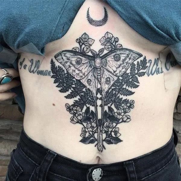 Butterfly Underboob Tattoo