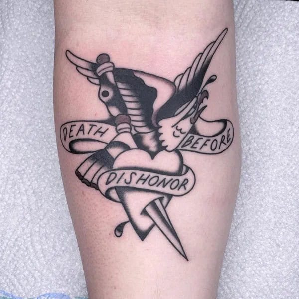 Death Before Dishonour Bicep Tattoo