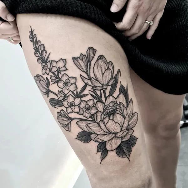 July Birth Flower Water Lily Tattoo