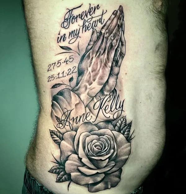 Praying Hands Tattoo with Names