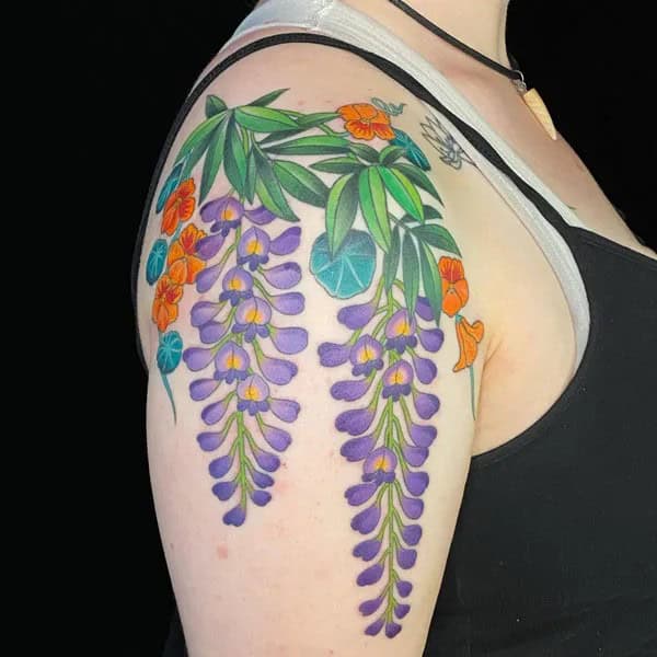 Wisteria Thigh Tattoo