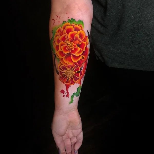 Red Marigold Tattoo