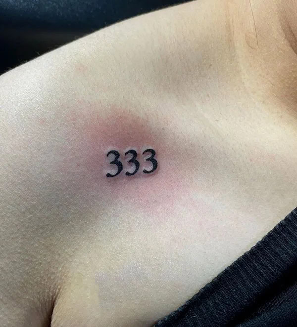 333 Behind The Neck Tattoo