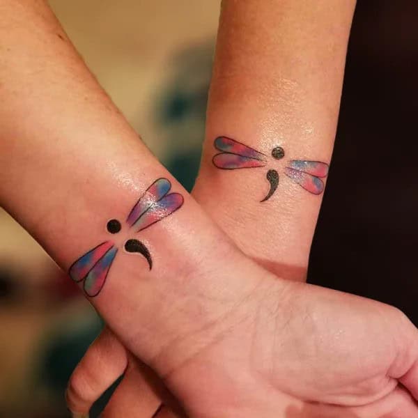 Semicolon Dragonfly Tattoo