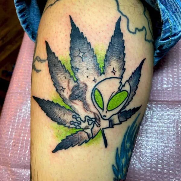 Alien Weed Tattoo