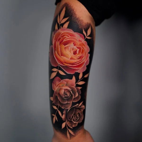 Negative Space Rose Tattoo