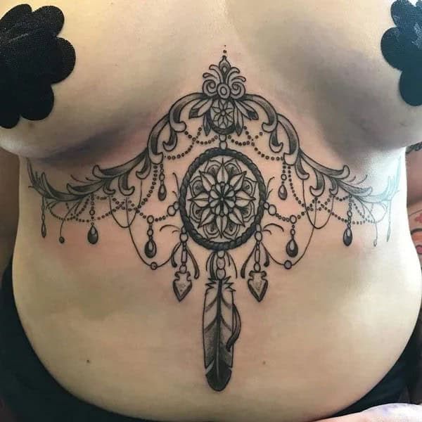 Dream Catcher Tattoo Under Breast