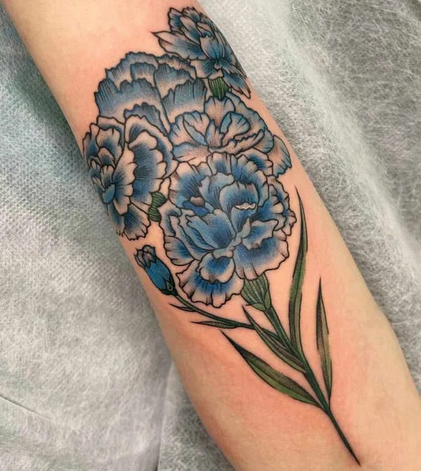 Blue Carnation Tattoo