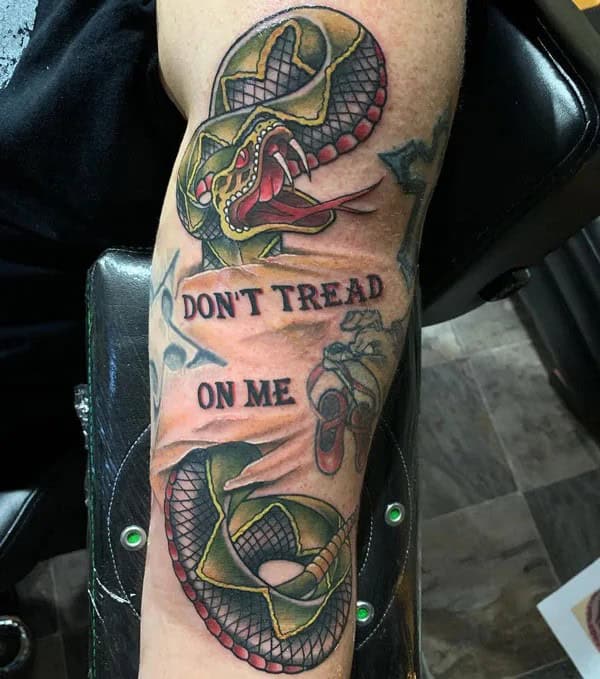 “Don’t Tread On Me” Back Tattoo