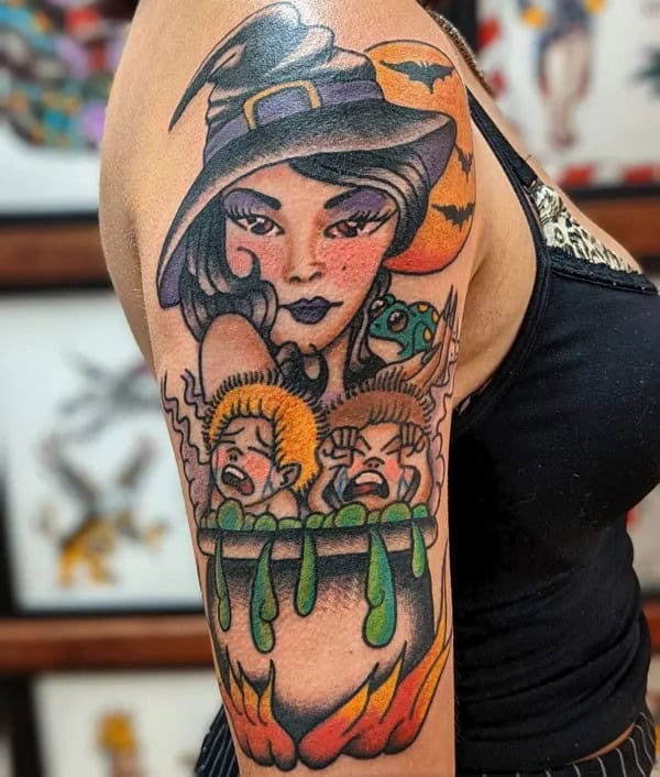 Traditional Witch Tattoo