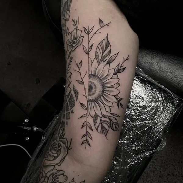 Half Sunflower Tattoo