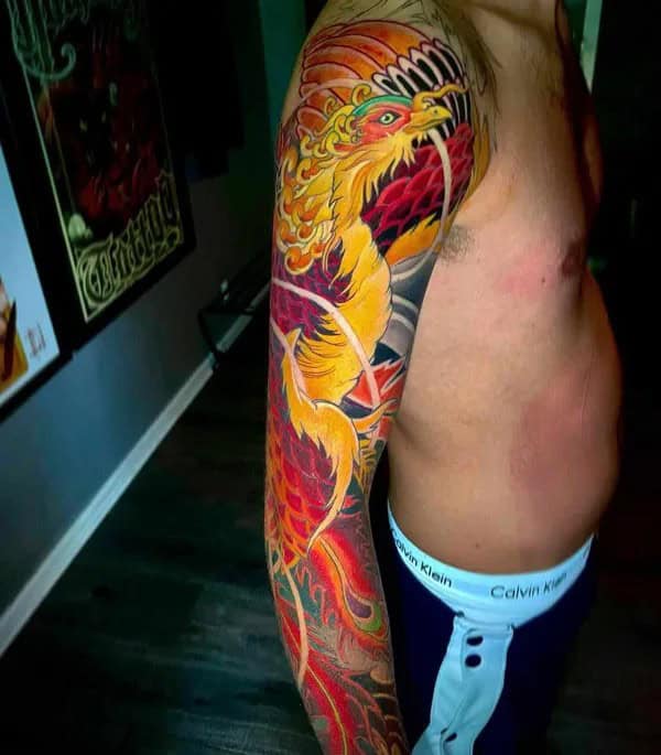 Japanese Phoenix Sleeve Tattoo