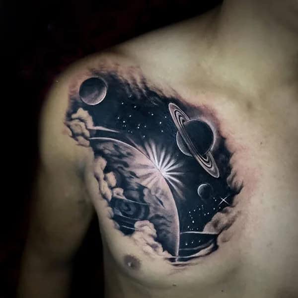 Galaxy Tattoo On The Chest