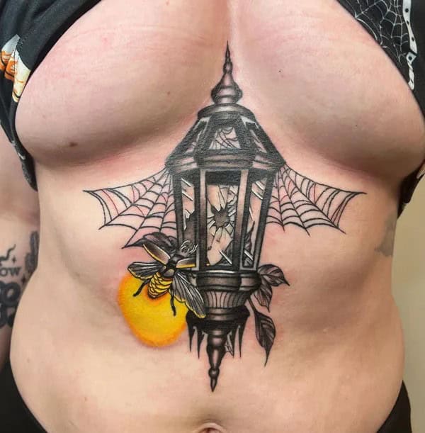 Spider Web Sternum Tattoo