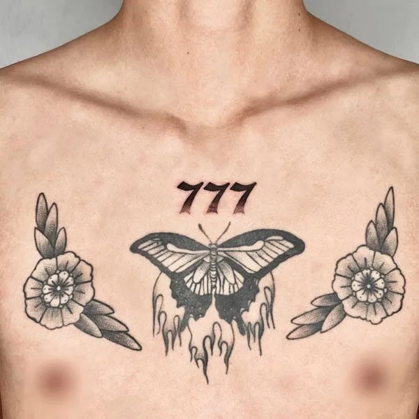 Behind the ear 777 Tattoo