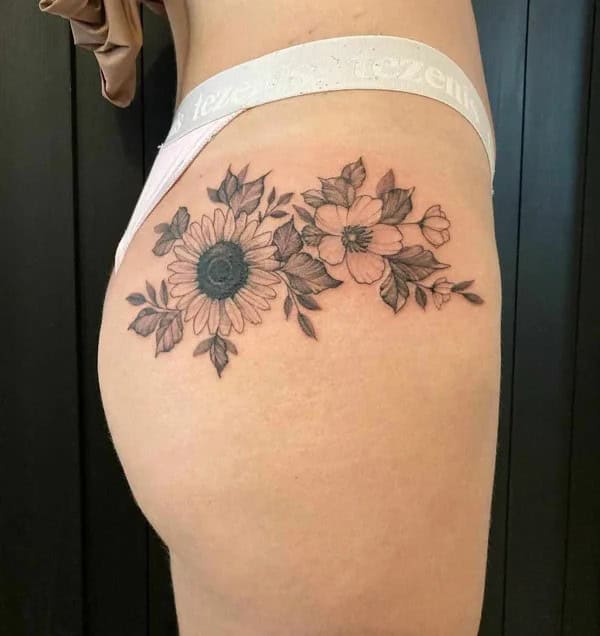 Sunflower Hip Tattoo