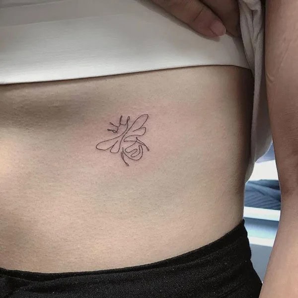 Fine Line Bee Tattoo