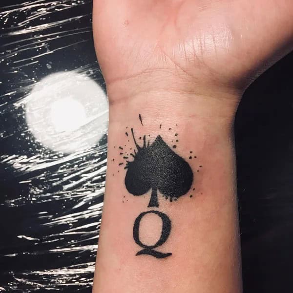 Queen of Spades Wrist Tattoo