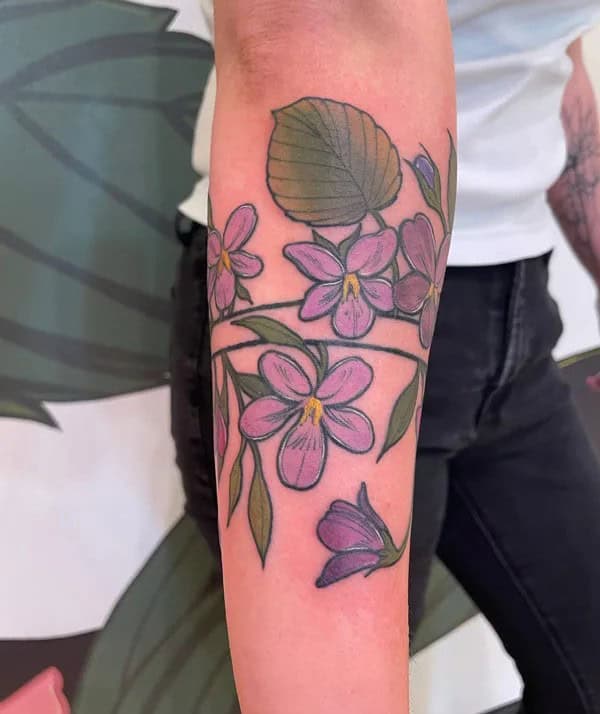 February Birth Flower Forearm Tattoo