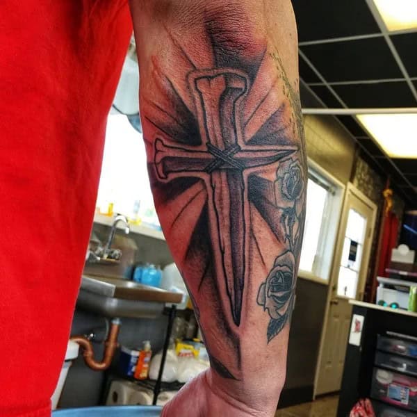 Nail Cross Tattoo