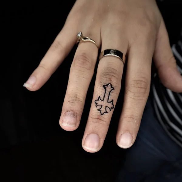 Cross Tattoo on Finger