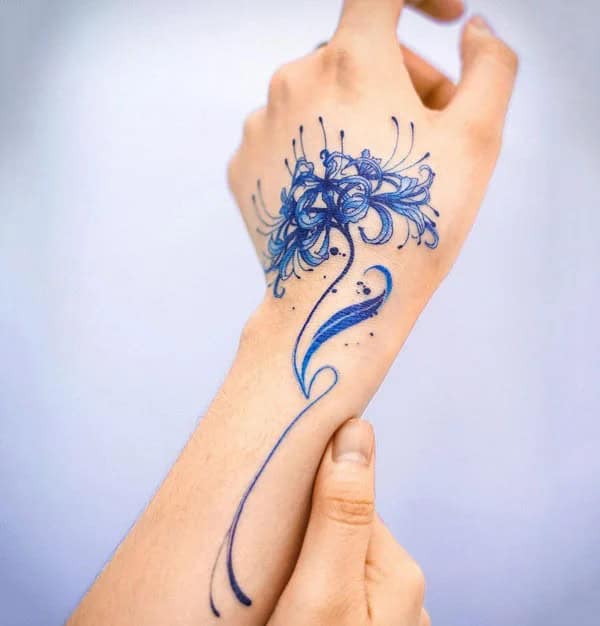 Blue Spider Lily Tattoo