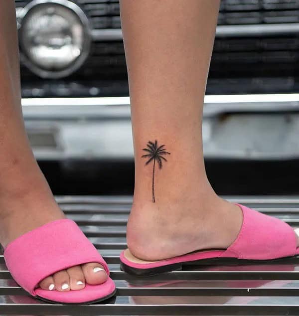 Palm Tree Tattoo on Ankle