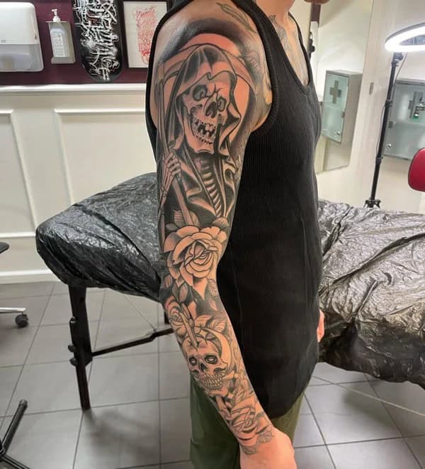 Grim Reaper Sleeve Tattoo