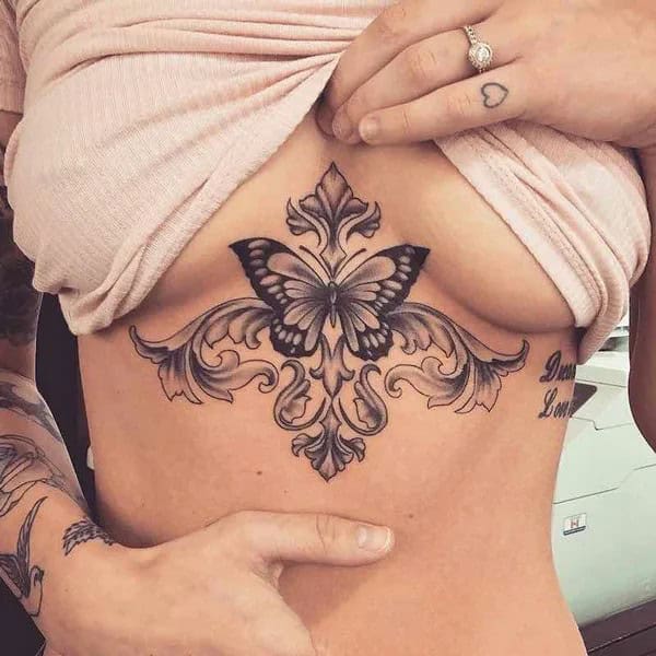 Butterfly Underboob Tattoo