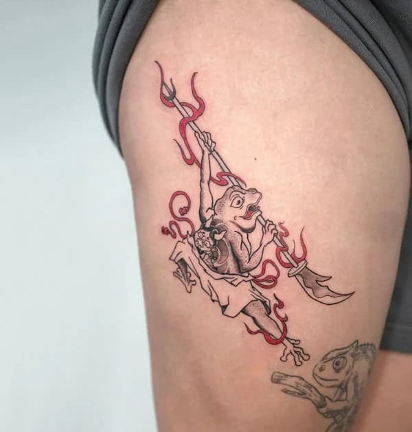 Japanese Frog Tattoo On Thigh