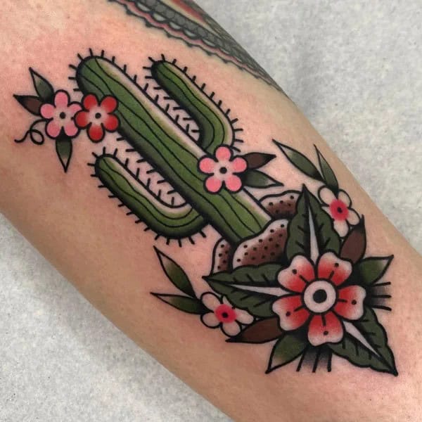 Traditional Cactus Tattoo