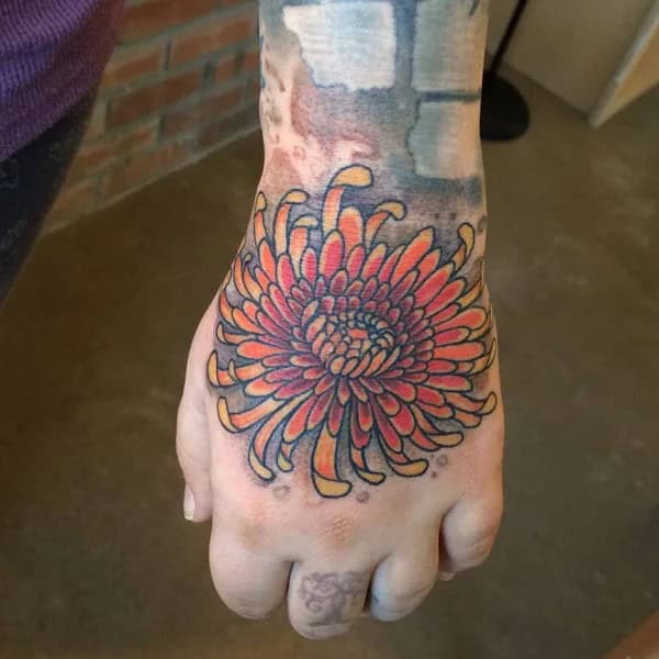 November Birth Flower Tattoo on Hand