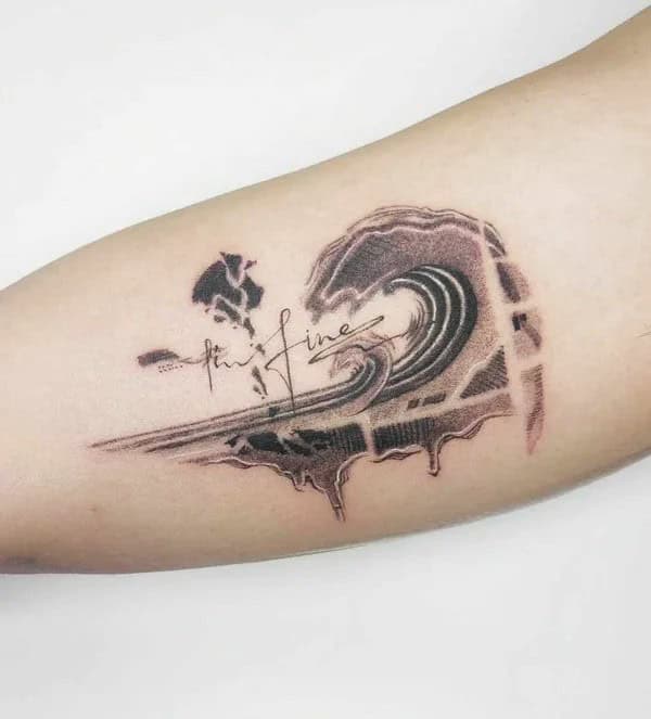 Black and White Ocean Tattoo