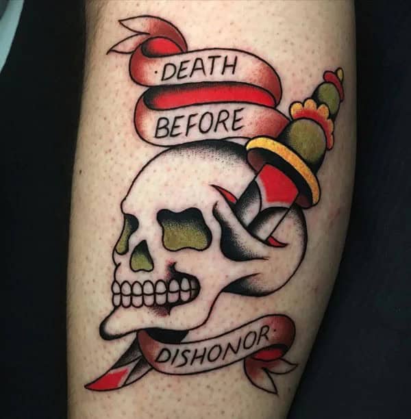 Death Before Dishonour Bicep Tattoo