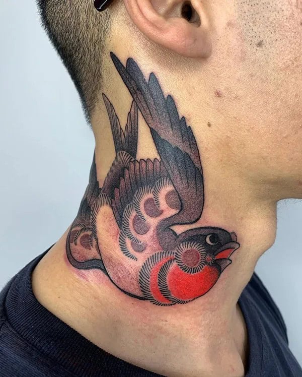 Sparrow Neck Tattoo